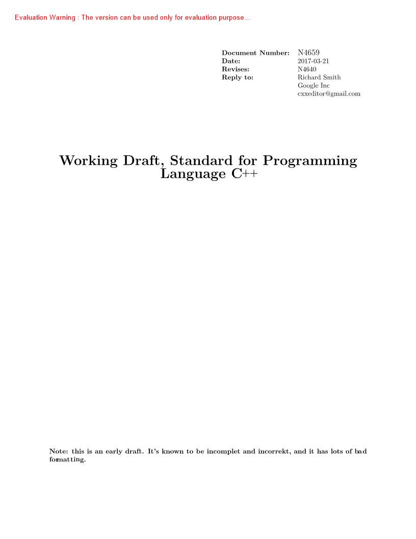 《C++17 标准手册Working Draft, Standard for Programming_共1622页》