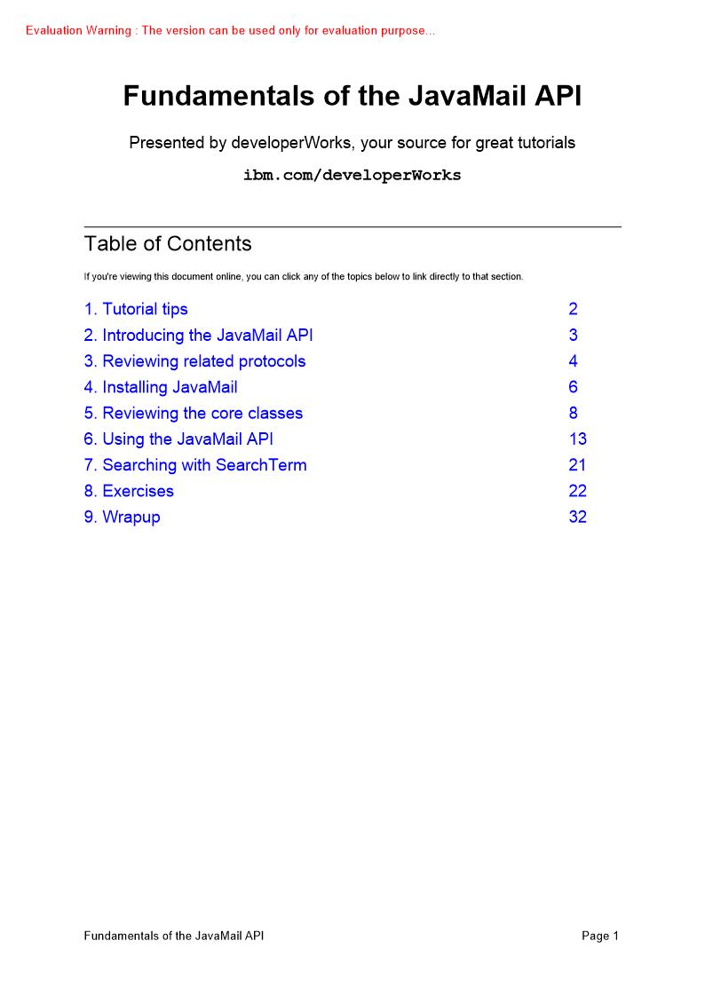 《Fundamentals of the JavaMail API》