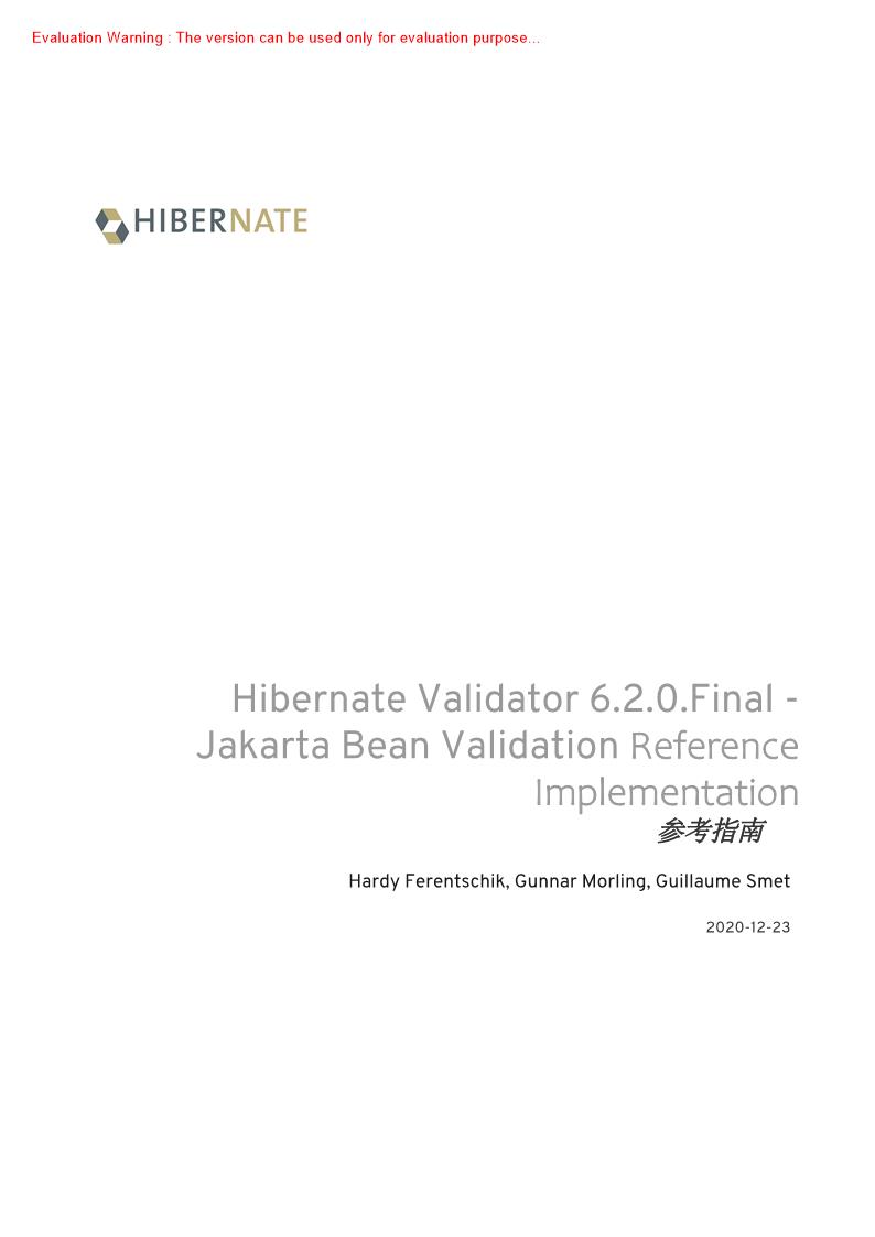 《Hibernate Validator 620Final Jakarta Bean Validation Reference Implementation参考指南_Hardy Ferentschik编著》