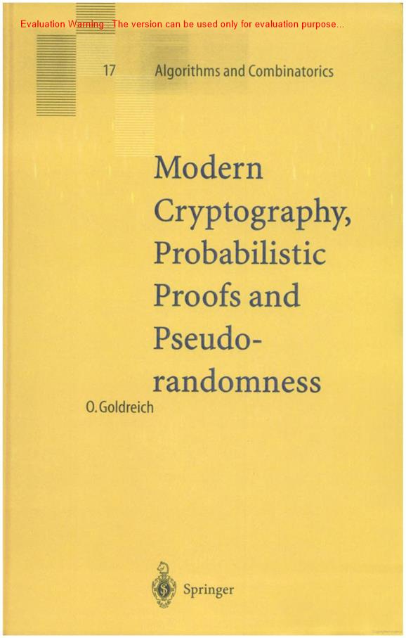 《Modern Cryptography, Probabilistic Proofs and Pseudorandomness_Oded Goldreich》