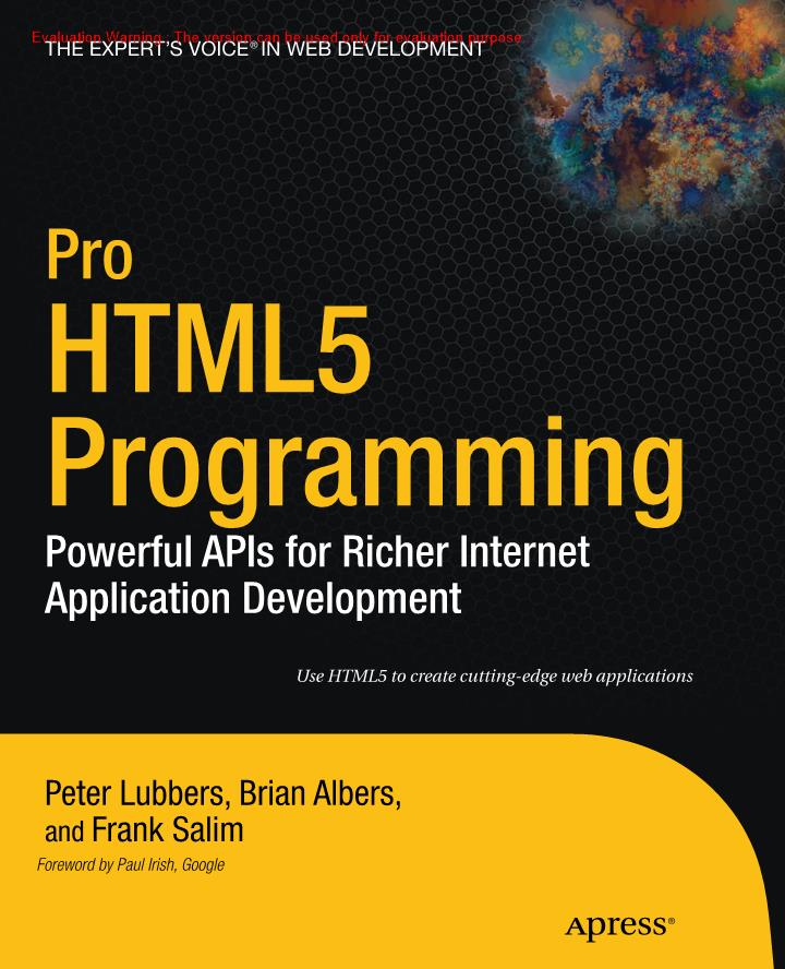 《Pro HTML5 Programming—Powerful APIs for Richer Internet Application Development_Peter Lubbers著》