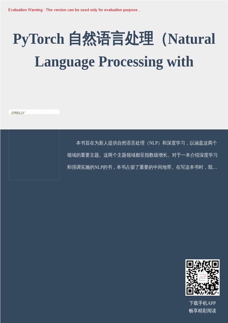 《PyTorch 自然语言处理中文版（Natural Language Processing with PyTorch）》