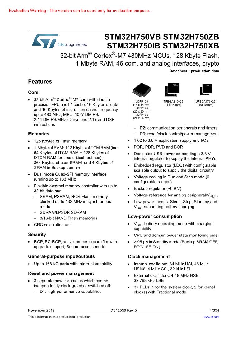 《stm32h750VBT6_datasheet》