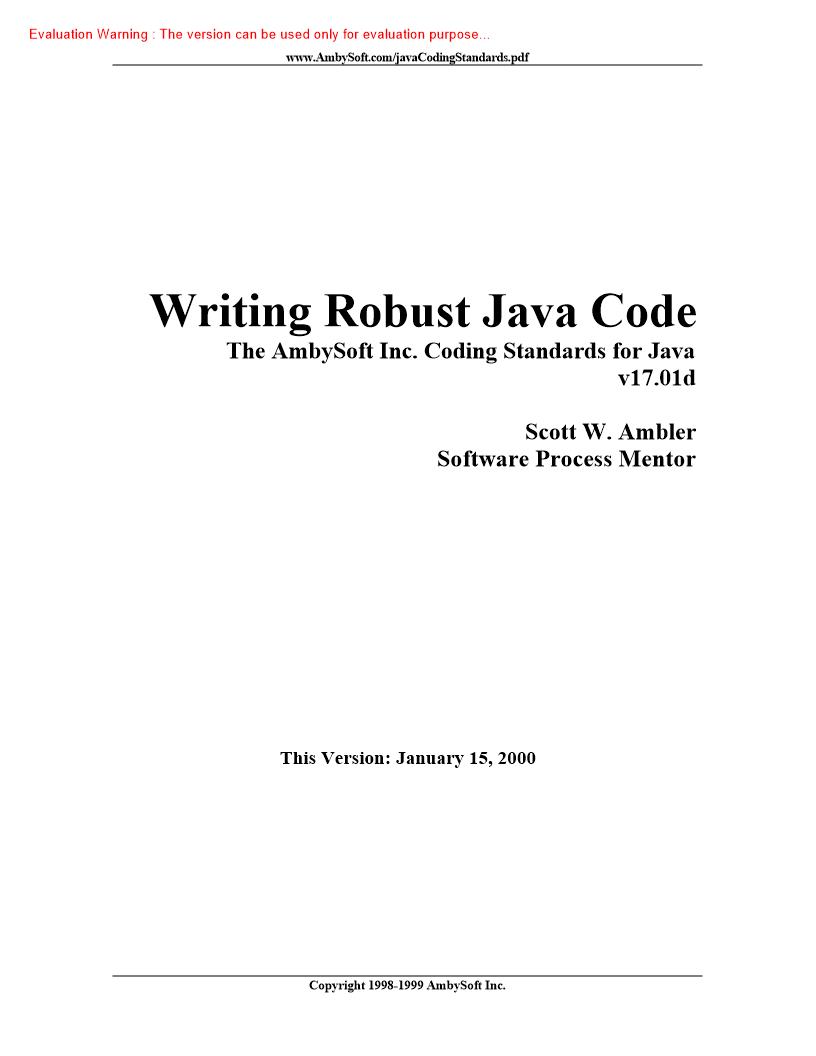 《Writing Robust Java Code》